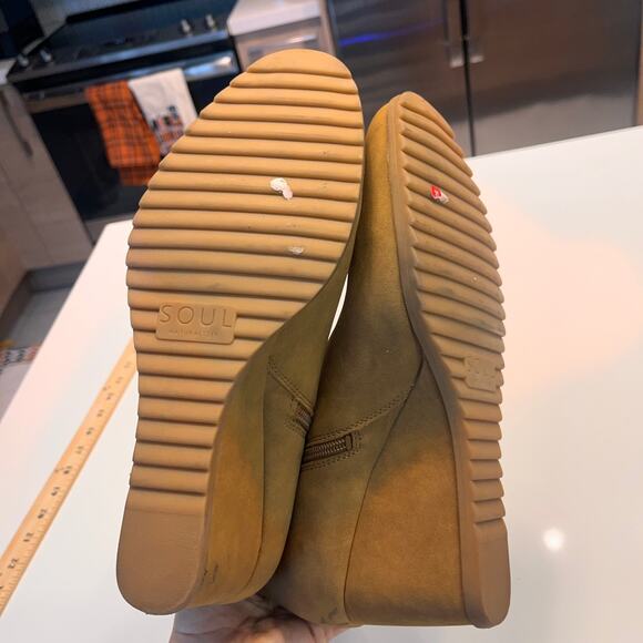 NEW Soul Naturalizer Brown Haley West Round Toe Zipper Wedge Bootie Size 12 - Picture 12 of 12